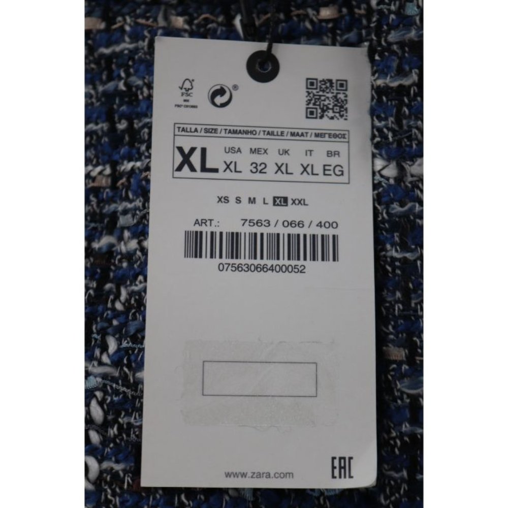 NWT Zara Women’s Size XL Tweed Mini Crocheted Skirt Blue golden button woven - Picture 5 of 11